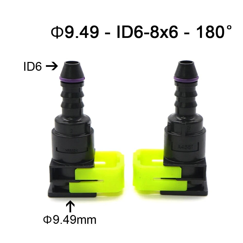 Automotive 2-piece 9.49mm ID6 8x6 fuel line hose quick release female connector Q