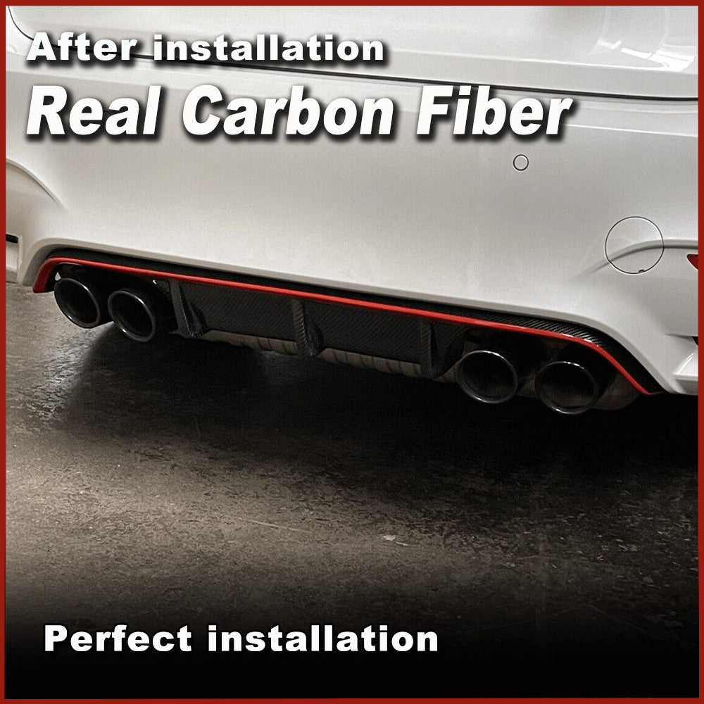 for BMW F80 M3 F82 F83 M4 2014-19 REAL Carbon Rear Bumper Diffuser Spoiler Quad