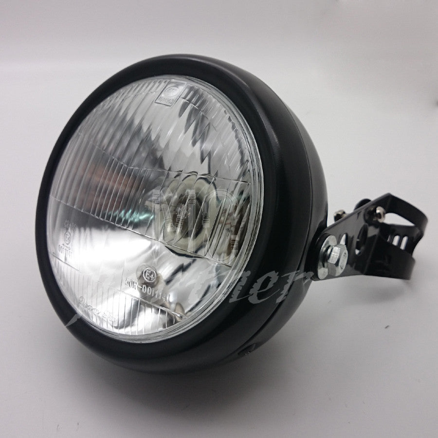 Motorcycle Black Metal Retro Front Headlight+Mount For GN125 Cafe Racer Bobber Q