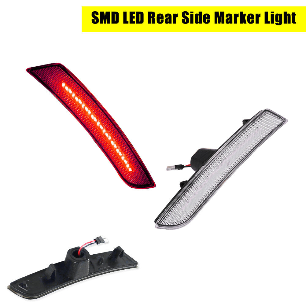 Pack Clear Lens Red LED Rear Side Marker Lights for 2016-2023 for Camaro - v