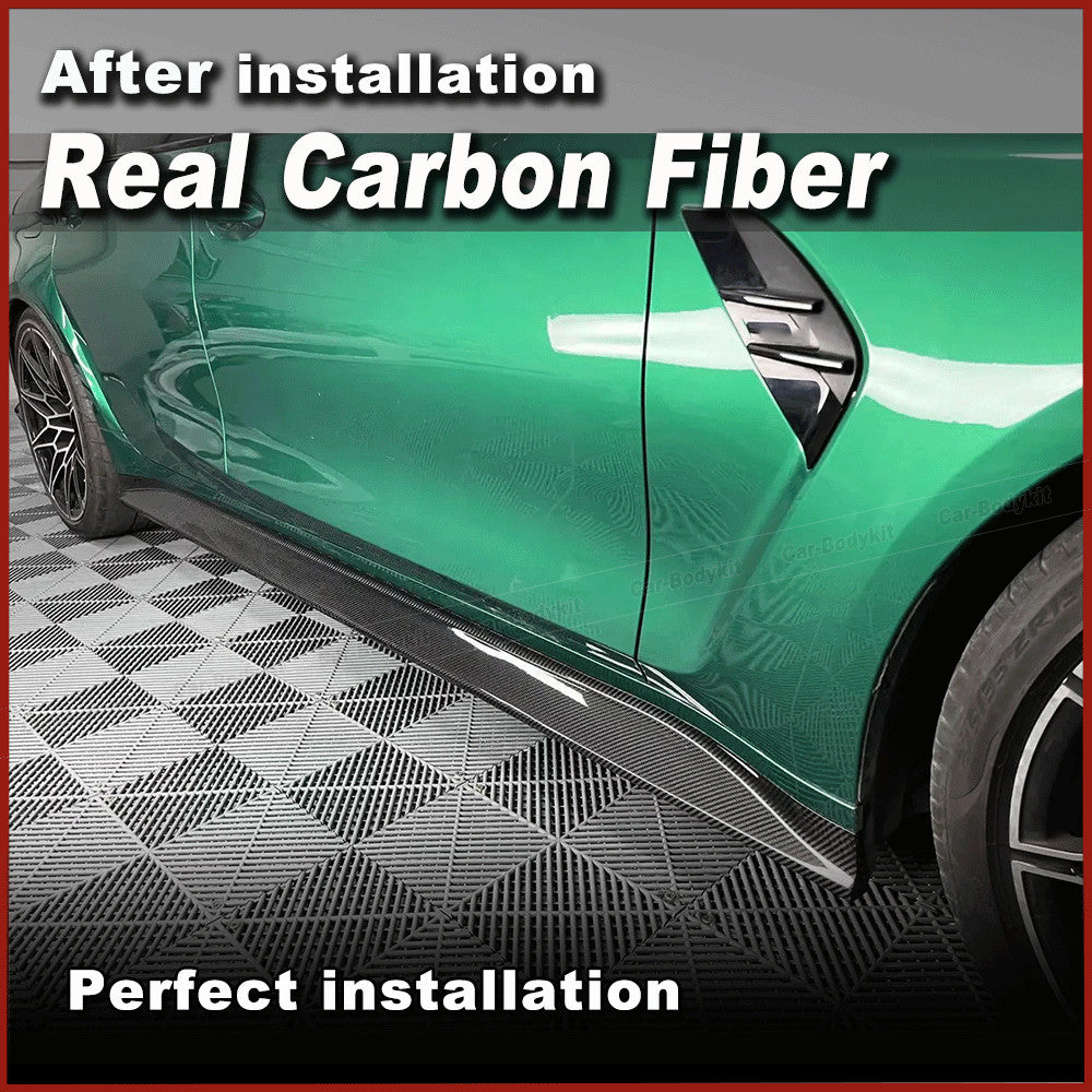 Fit for BMW G80 M3 2021-2024 REAL Carbon Fiber Side Skirt Extension Lip Spoiler