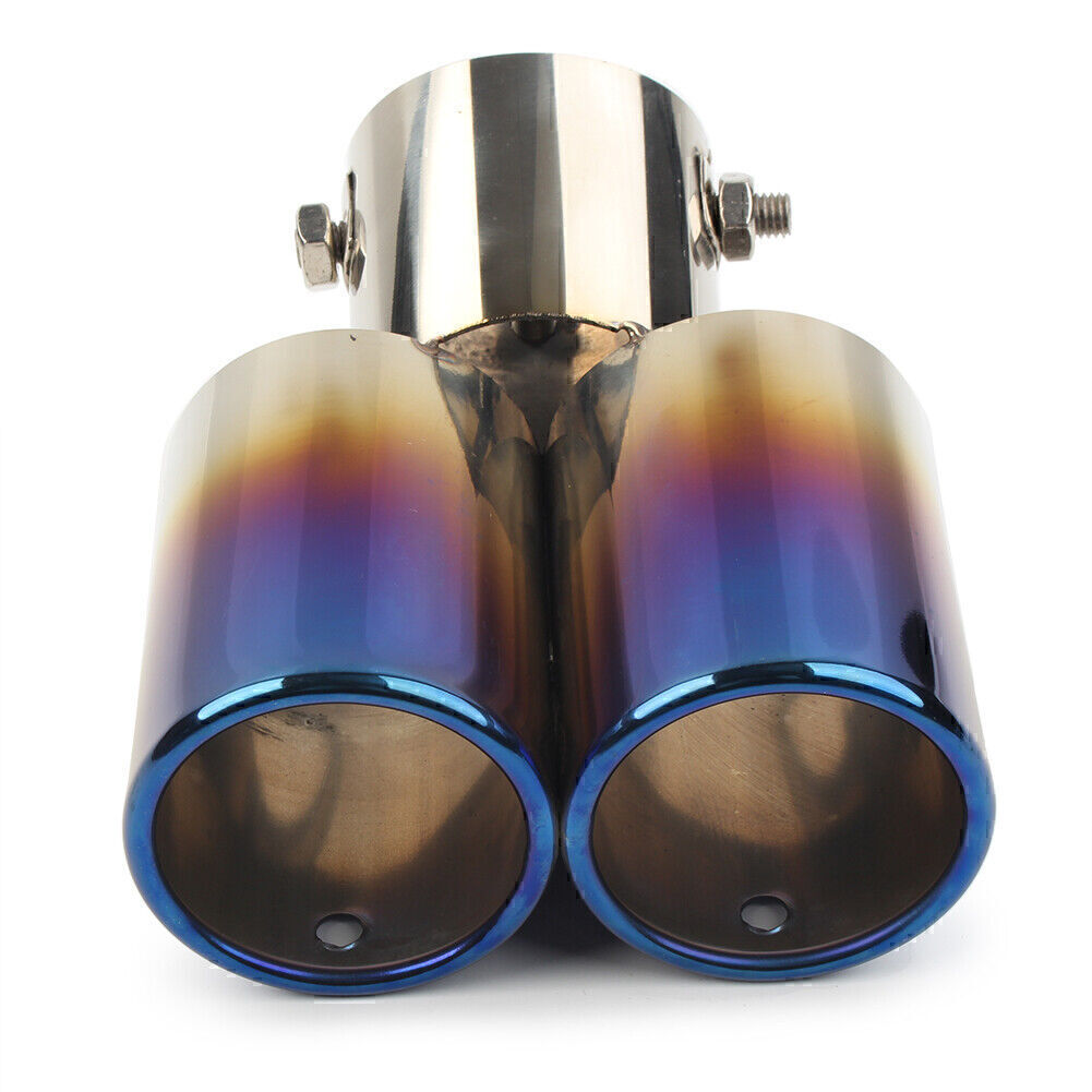 Universal Stainless Steel Car Rear Dual Exhaust Pipe Tail Muffler Tip Tailpipe Q