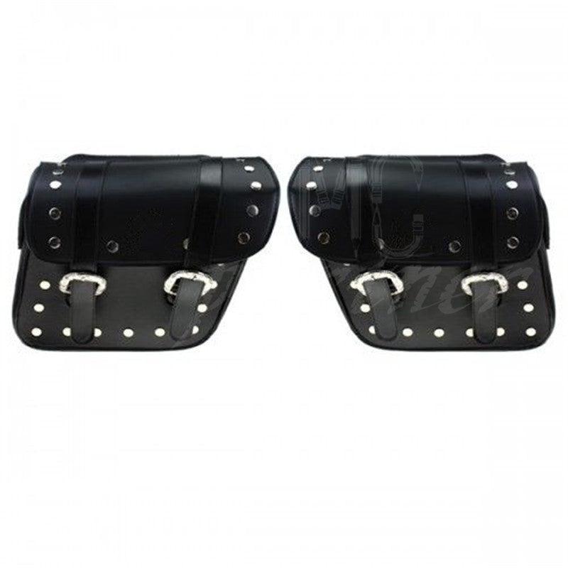 2x Motorcycle Black PU Leather Saddlebags Saddle Bags Pouch for Harley for Honda Q