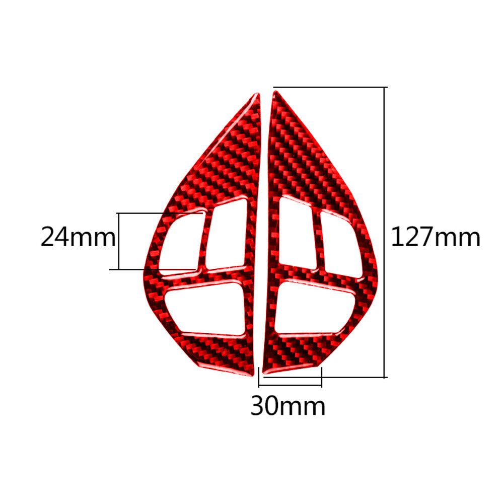 Red Carbon Fiber Steering Wheel Button Cover Trim for Mitsubishi Lancer 2008-15