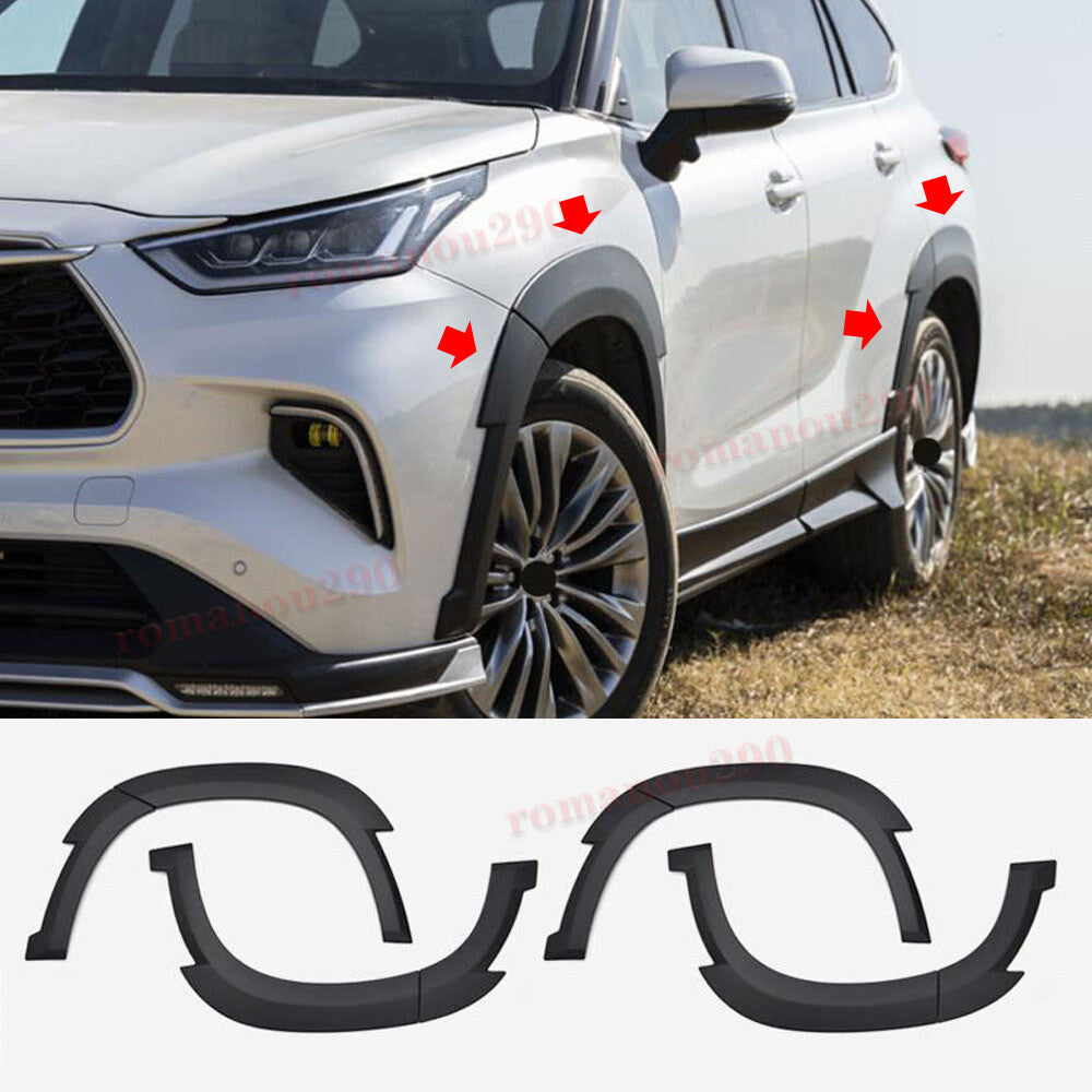 8X Wheel Eyebrow Round Arc Cover Trim Matte Black for Toyota Highlander 2020-24