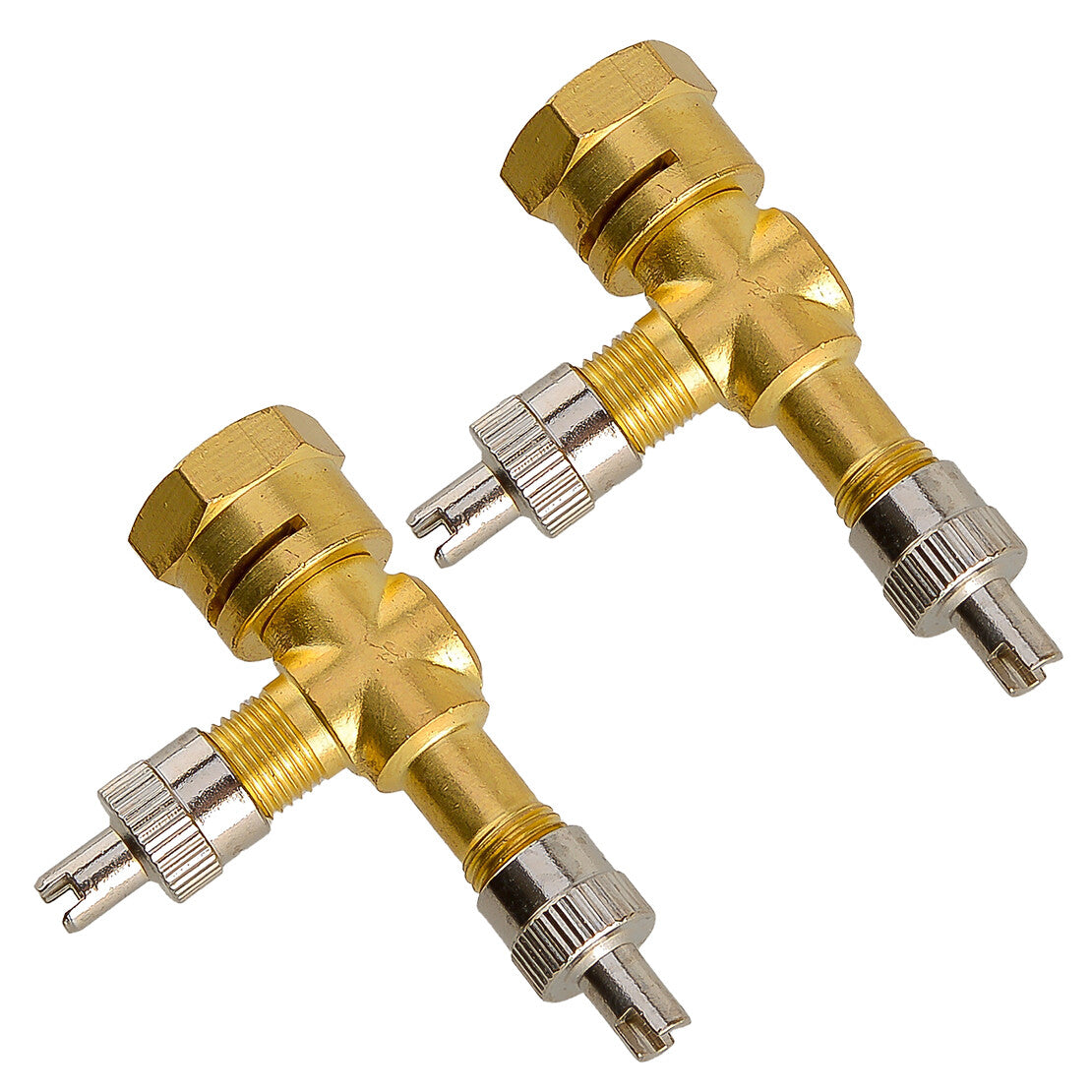 2pcs TPMS Valve Tee Adapter 3-way Pure Copper Motorcycles Automobiles Car Acc v