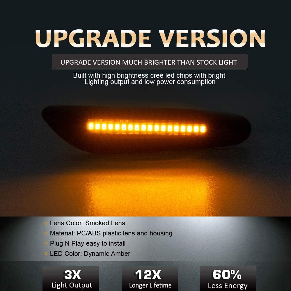 2. Applicable to E60, E82, E83, E90, and E92: Dynamic Smoke LED Side Marking Turn Signal Lights n