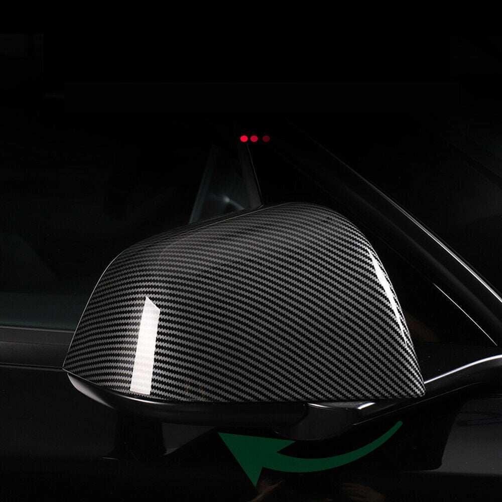 Carbon Fiber Side Rearview Mirror Caps Cover trim 2x for Tesla for Model Y 2020-2023