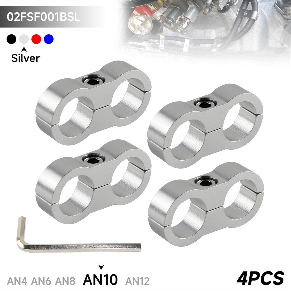 4pcs AN10 19MM 0.75 Braided Hose Separator Clamp Fitting Adapter Bracket SL