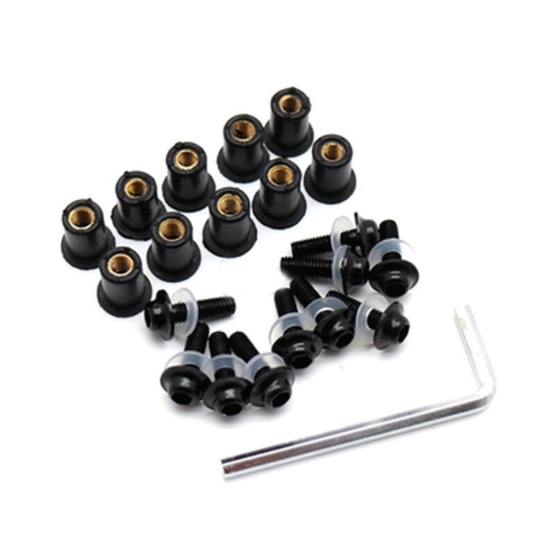 10x M5 Motorcycle Windscreen Windshield Fairing Screen Nut Bolt Screw Kit v