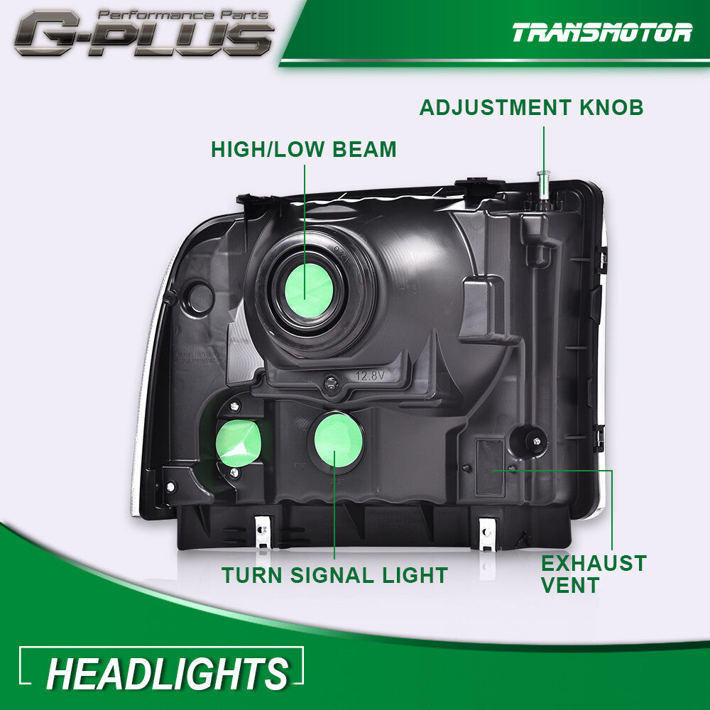 Excursion conversion headlights for 99-04 Super Duty F-350 truck- v