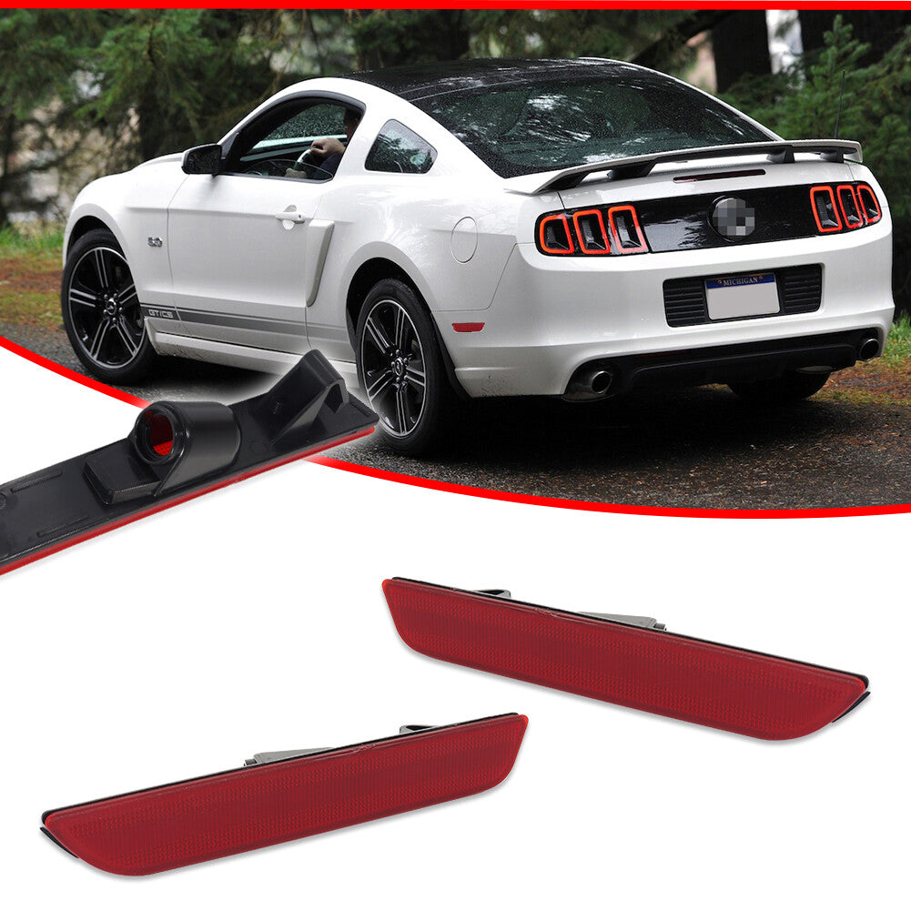 For 2010 - 2014 for Mustang Rear Bumper Side Marker Light Reflector Red Lens - v