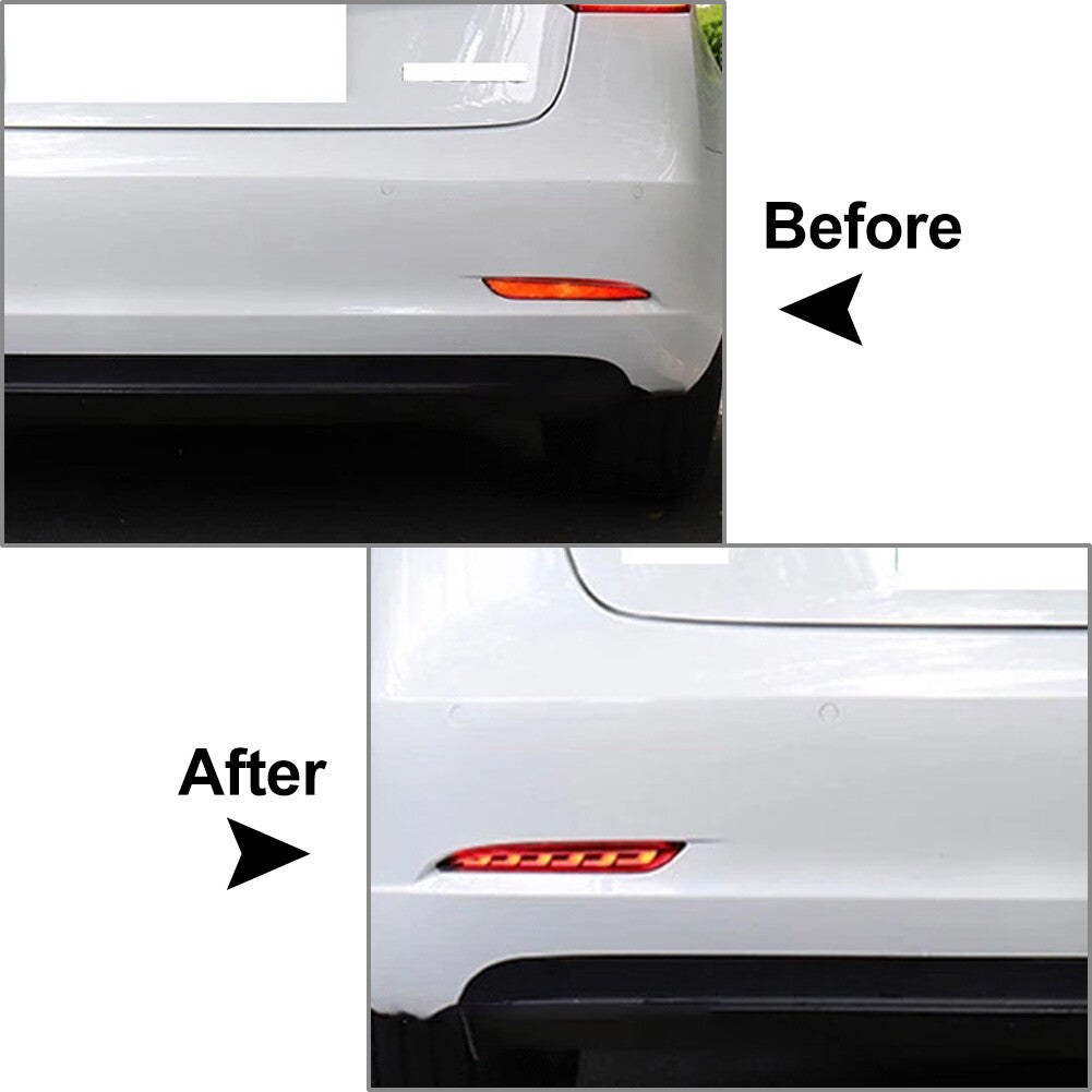 Rear Fog Lamp Brake Light Dynamic Turn Signal Reflector FIT for Tesla Model 3 17-22