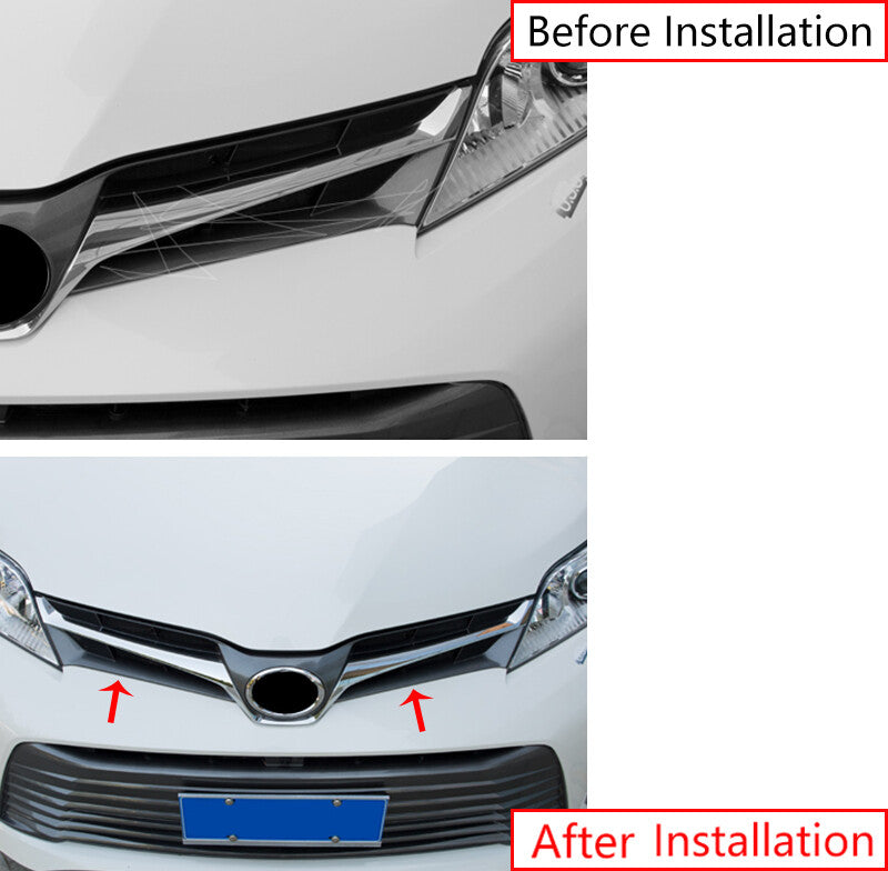 Cover Trim Front Chrome Style Fit for Toyota for Sienna 2018-2020 Grille Grill Strip