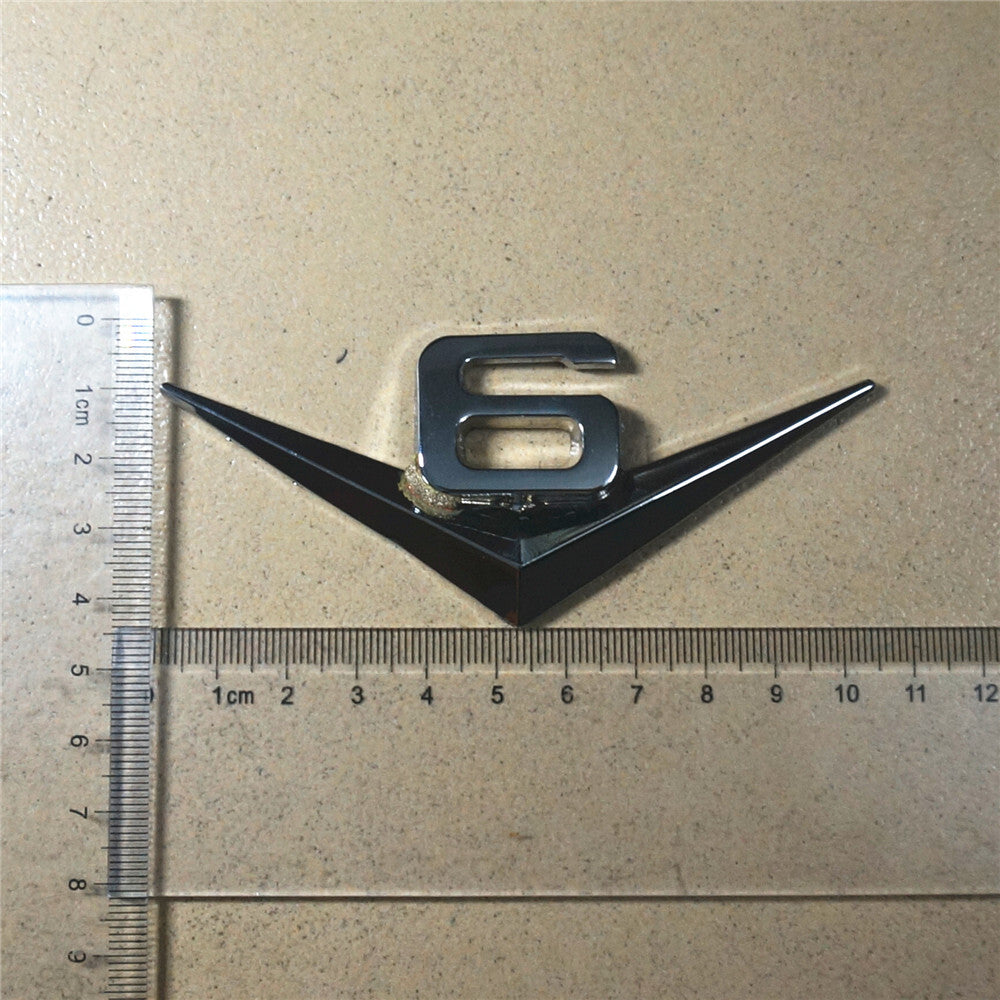 2x Chrome Silver V6 Metal Emblem Decal Sticker Badge Trunk Motors Utility 3D Car