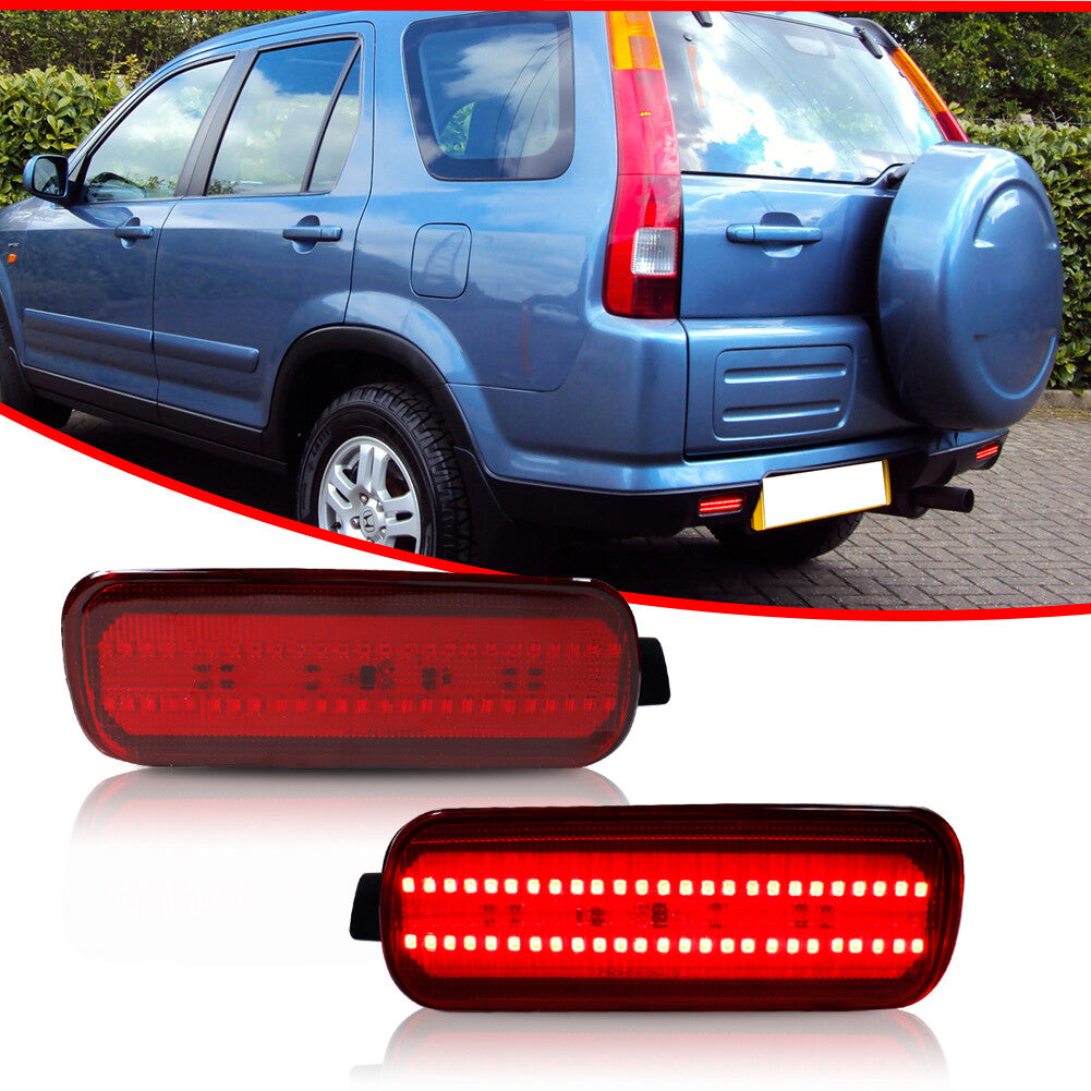 For 2002 - 2004 for Honda CR-V Red Lens Rear Reflector Fog Light Tail Brake Light Pair - v