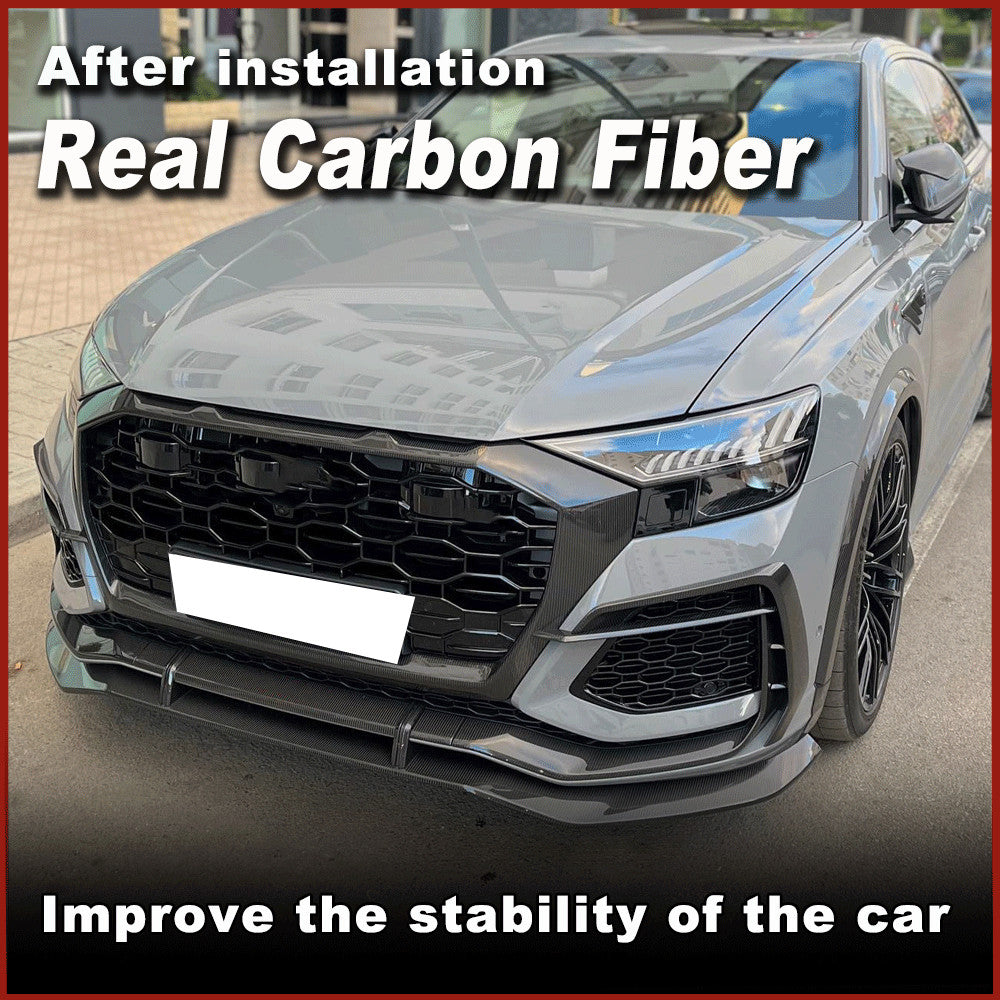 Fit for Audi RS Q8 RSQ8 2021-24 Real Carbon Fiber Front Bumper Lip Chin Spoiler