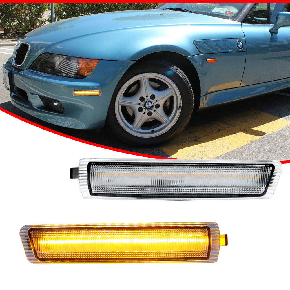 2 Pack Clear Amber LED Front Corner Side Marker Lights for 1996 - 2002 for Z3 M Coupe - v