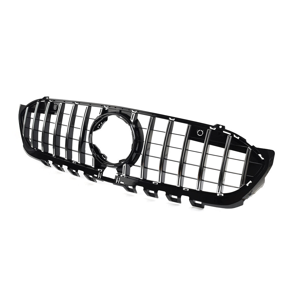GTR Style Front Bumper Hood Radiator Grille Silver for Benz A Class 2019-2023