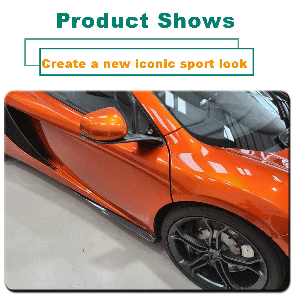 for McLaren 650S 2Door 2014-17 REAL CARBON Side Skirt Extension Lip Door Blades