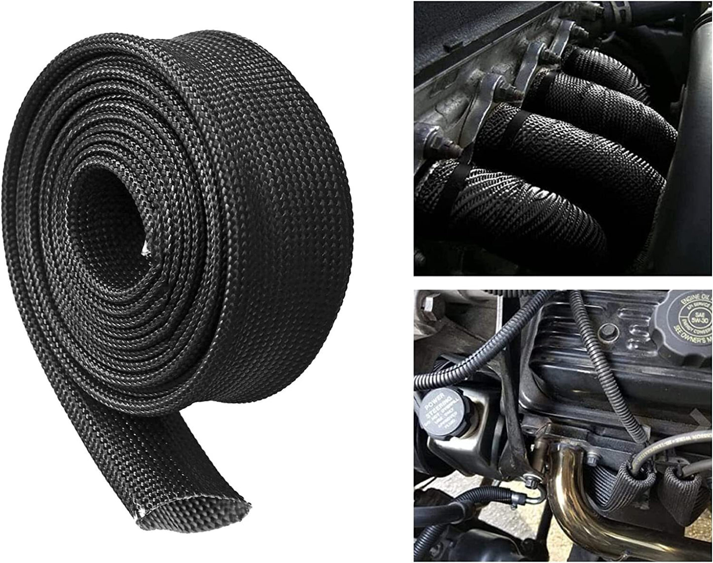 High-Temperature Black Automatic Heat Dissipation Cover, Fiberglass Adjustable Heat Insulation Cover, 3/4 ID x 10 ft