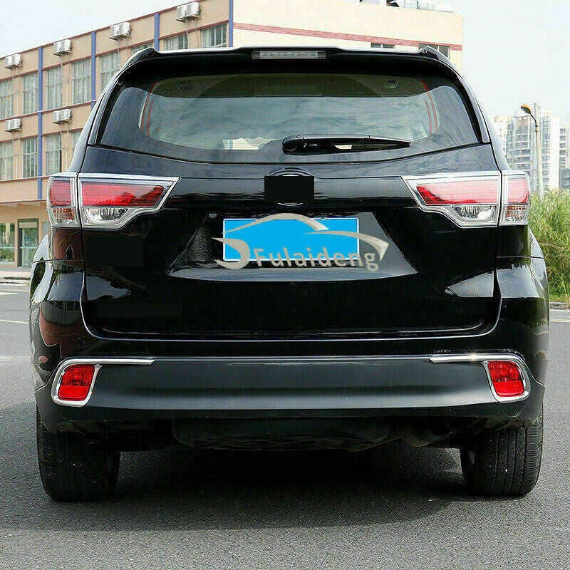 Chrome Rear Bumper Fog Light Frame Cover Trim for Toyota Highlander 2014-2019
