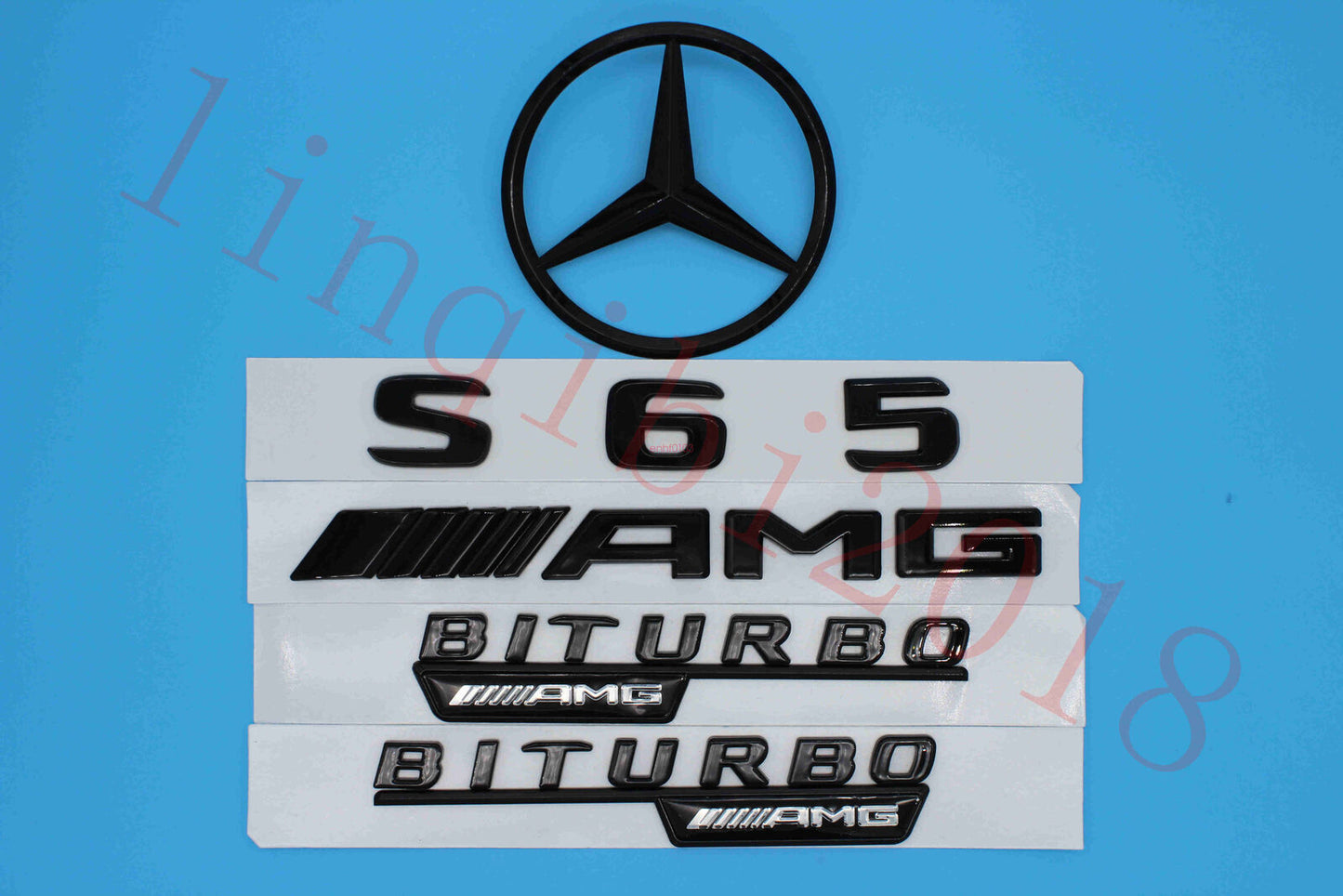 Gloss Black S65 Trunk Logo Sticker Decal Emblem Badge Package for W221 S300 S400