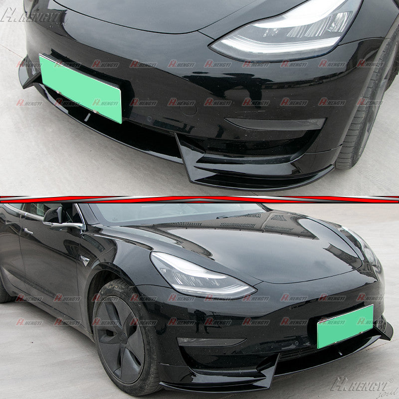 Front bumper splitter, gloss black ABS, for Tesla Model 3 2017-2023. Q