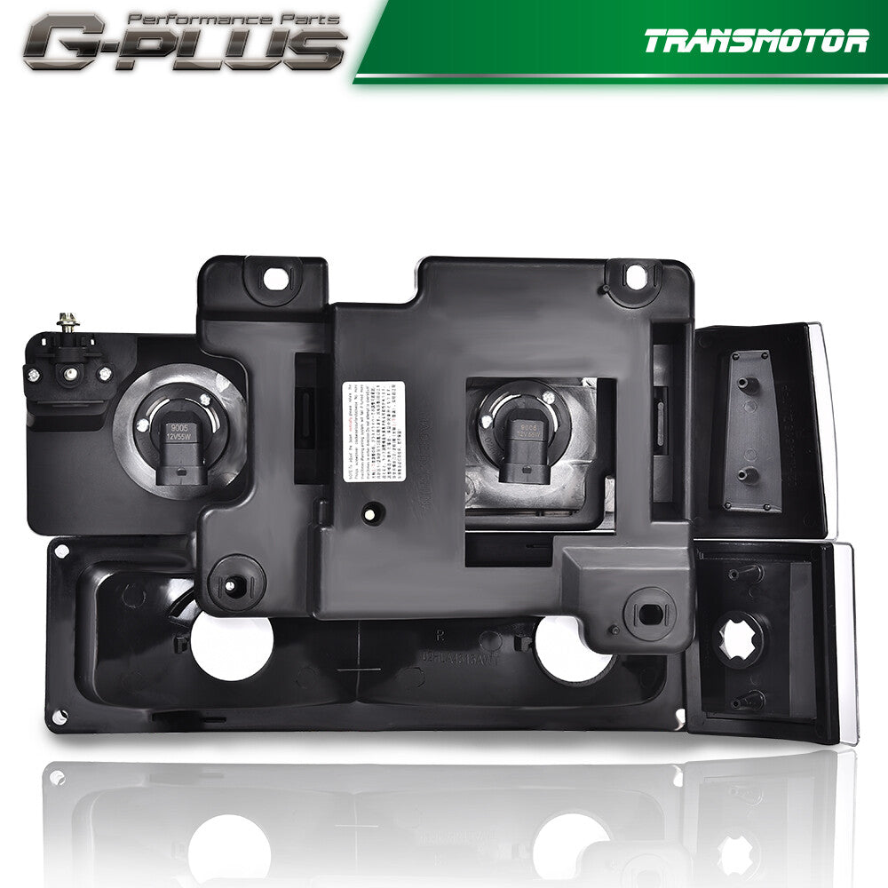 Fits 94-98 C/K for Sierra Suburban Smoke Lens Black Headlight + Bumper Light - v