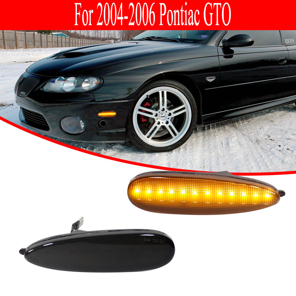 Smoked Lens w/ Amber LED Front Side Marker Lights for 2004 - 2006 for Pontiac GTO - v