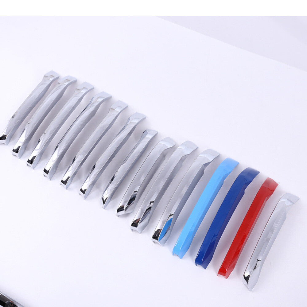 14¡ÁChrome M Colors Front Grille Grill Inserts Strips Trim for BMW X1 F48 2016-19