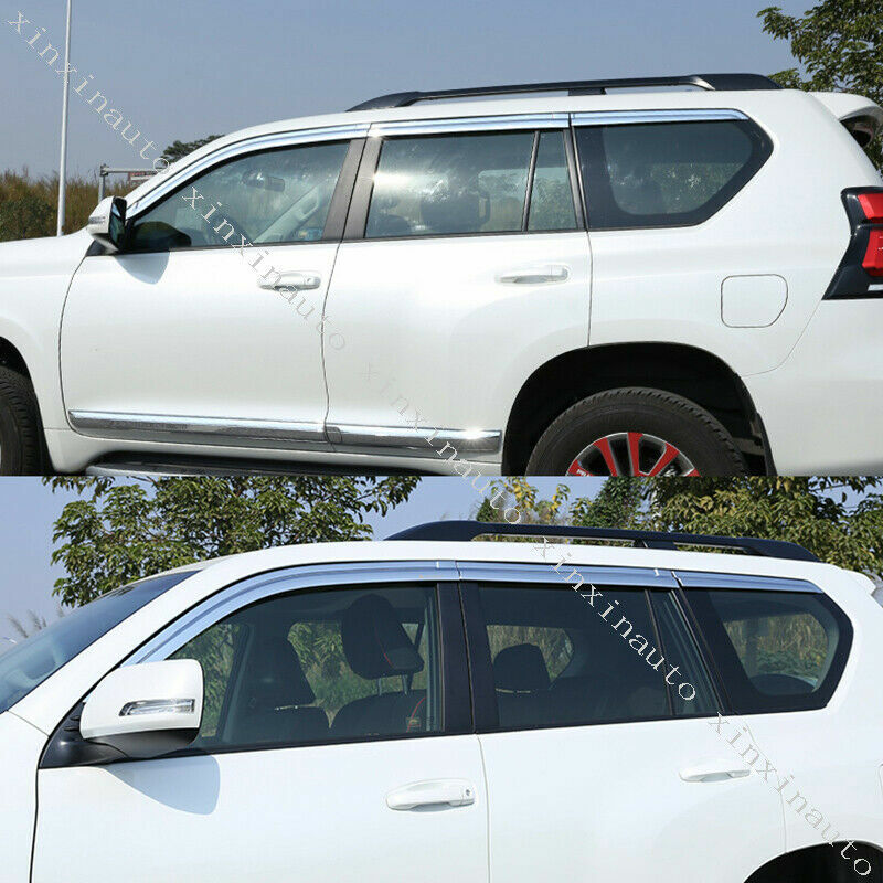 Chrome Window Vent Visor Sun Rain Deflector Guard 6pc for Toyota Prado 2010-2021