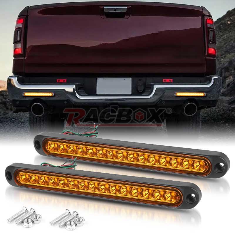 2X 10 Amber LED Truck Trailer Light Bar Stop Brake Turn Tail Lights Flowing DRL