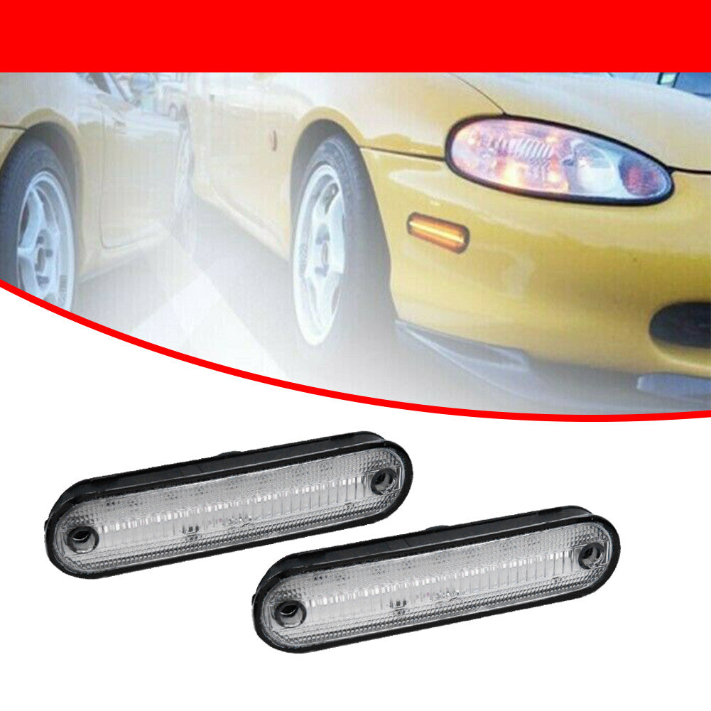 LED Side Marker Lights Front Turn Signal Lights for 1990-05 for Mazda Miata MX-5 Clear - v