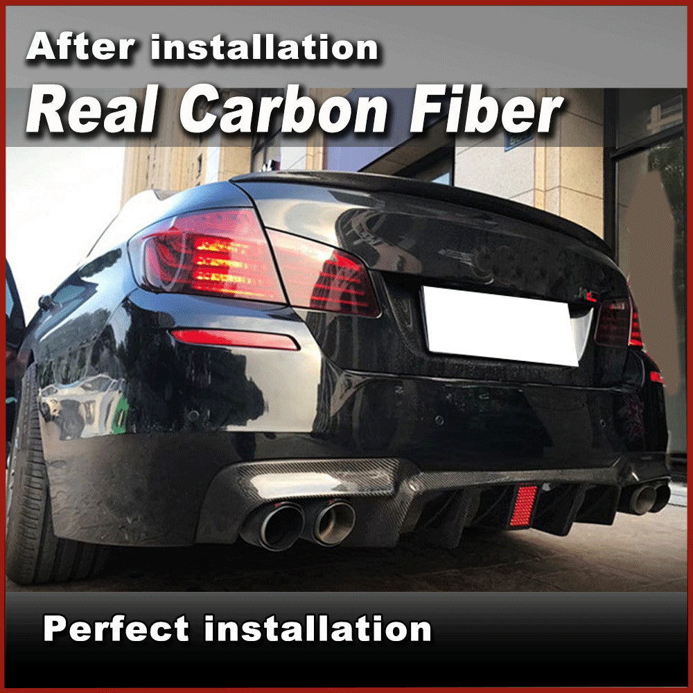 REAL Carbon Rear Diffuser Lip With LED for BMW 5 Series F10 M Sport Bumper 10-16