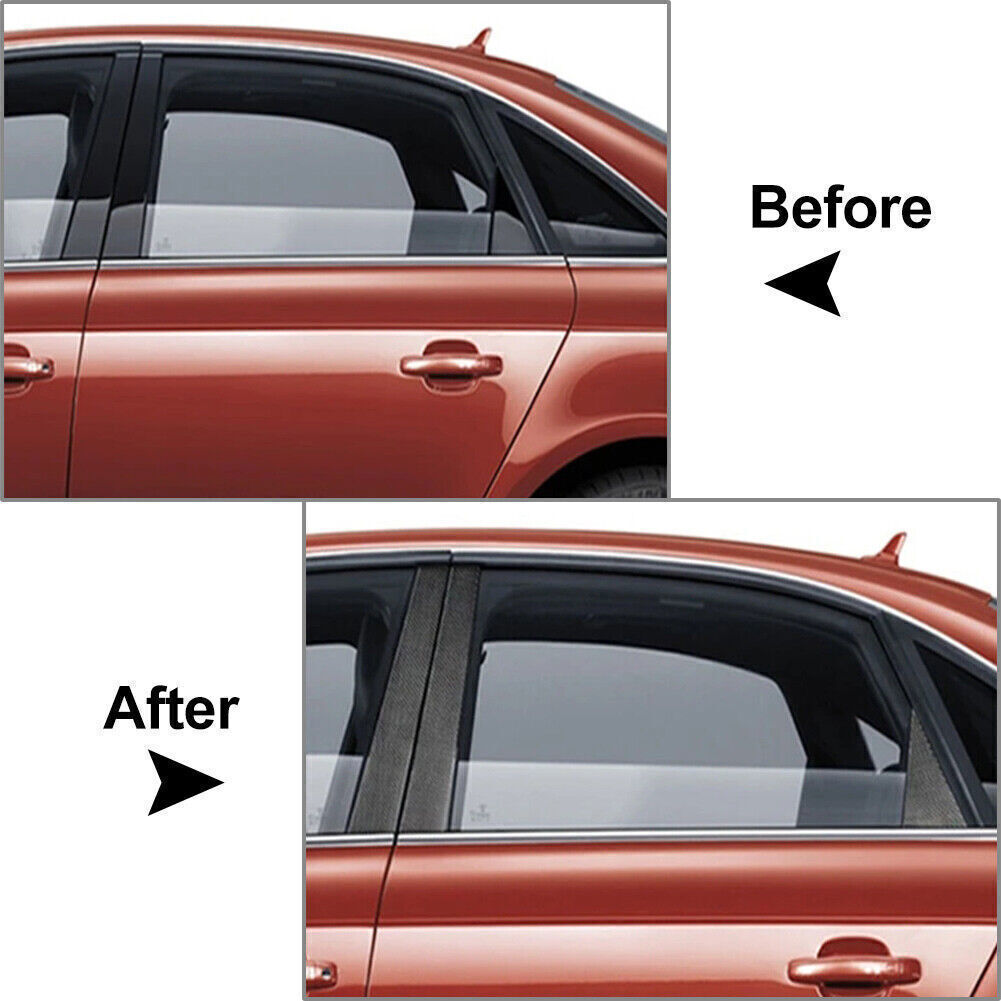 for Audi A6 C7 12-2018 Carbon fiber Pillar Posts Door Window Molding Strip Trims