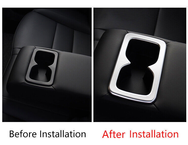 Car Rear Water Cup Holder Panel Trim Fit for Nissan Sentra 2020-22 Matte Silver
