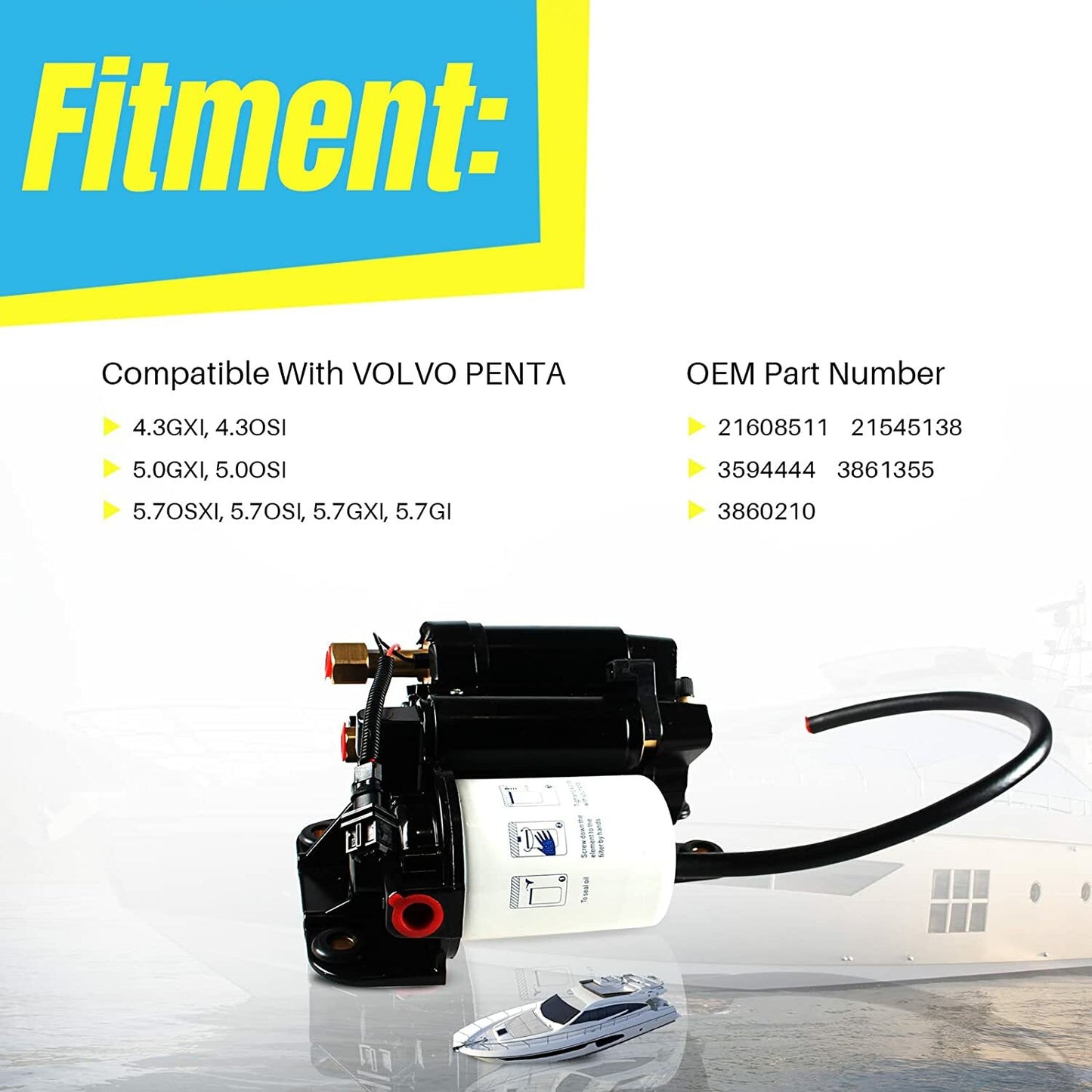 New Electric Fuel Pump Assembly 21608511 21545138 for Volvo Penta 4.3L 5.0L 5.7L