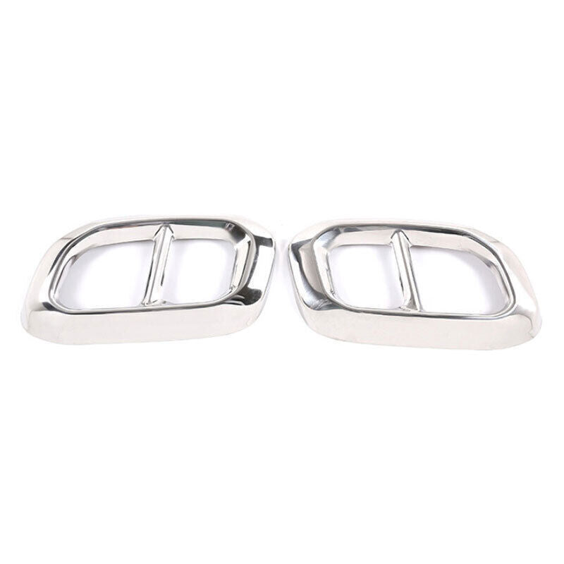 Silver Rear Tail Exhaust Pipe Muffler Tip Cover Trim 2P for Benz GLE GLS 2020-24