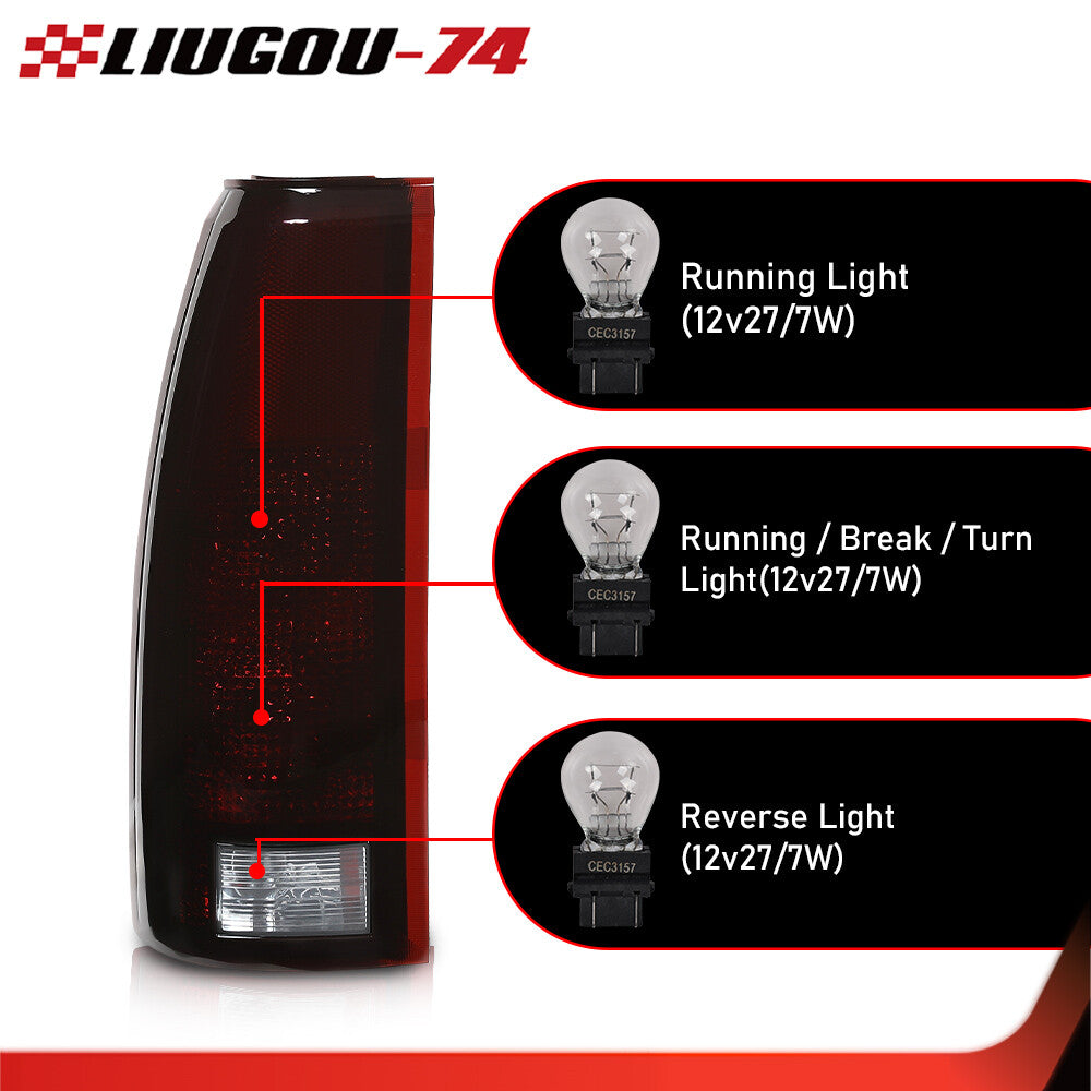 Pickup Suburban Smoke with bulb taillights suitable for GMC C/K 1500 2500 3500- v