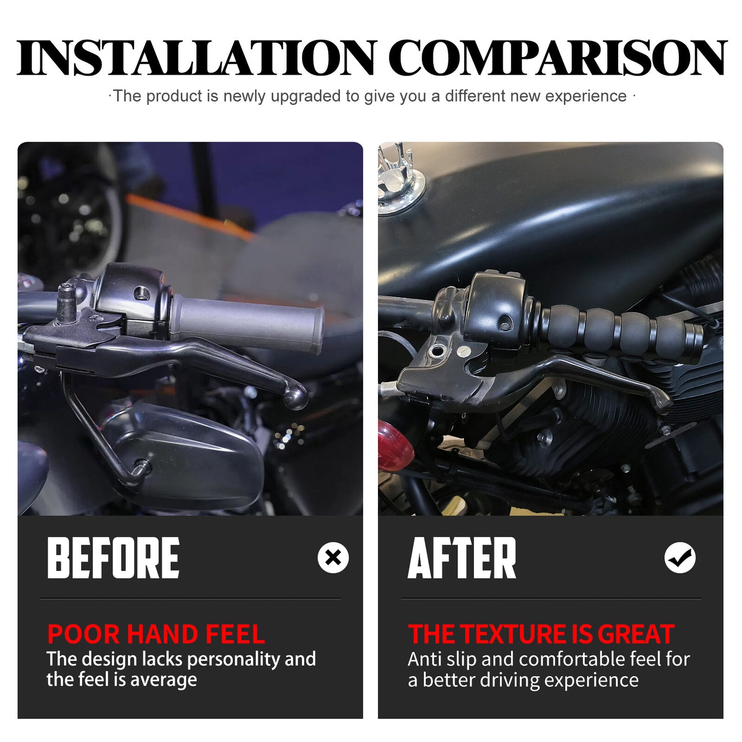 Black 1 Non-Slip Rubber Handlebar Hand Grips for Harley for Honda for Yamaha for Kawasaki