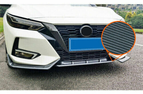 3X ABS Carbon Fiber Front Bumper Lip Spoiler Body Trim for Nissan Sentra 20-2023
