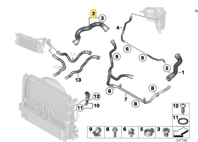 new radiator coolant hoses suitable for E84, E89, X1, 16i, 20i, 28iX, 20iX - n