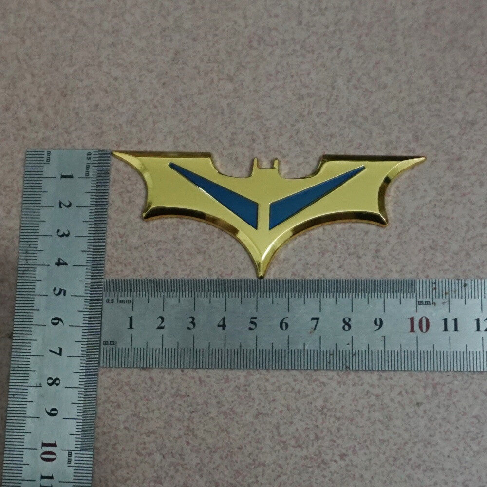 2x Golden Blue Bat Chrome Metal Emblem Decal Sticker Badge Car Luxury Auto Sport