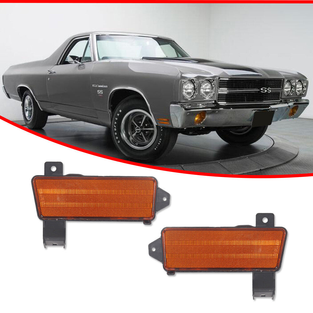 For 1970 for Chevelle & El Camino Front Lower Fender Amber Marker Light Lenses - v