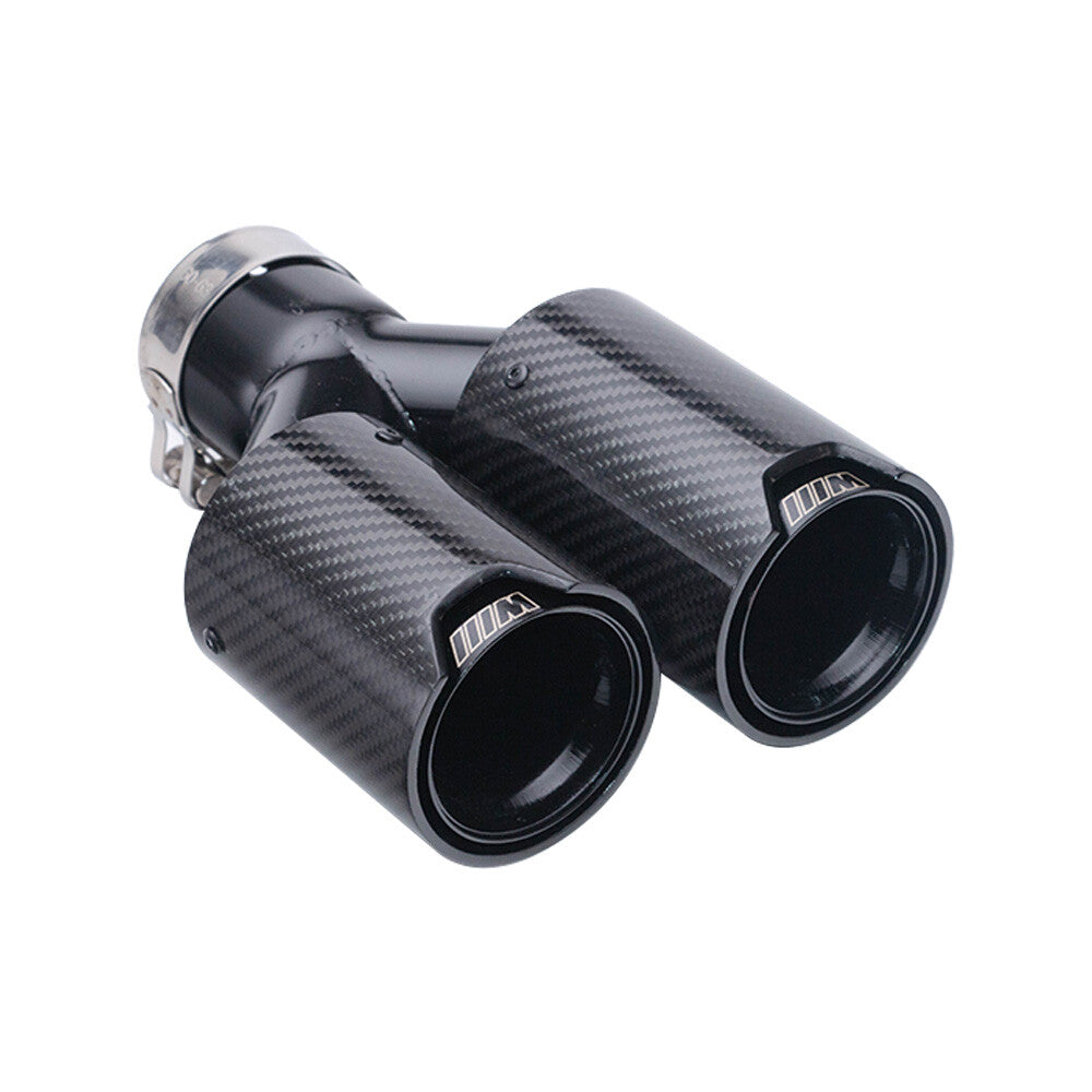 2.5 63mm iD 89mm OD Carbon Fiber Car Exhaust Pipe Dual End Tip for BMW Y Style