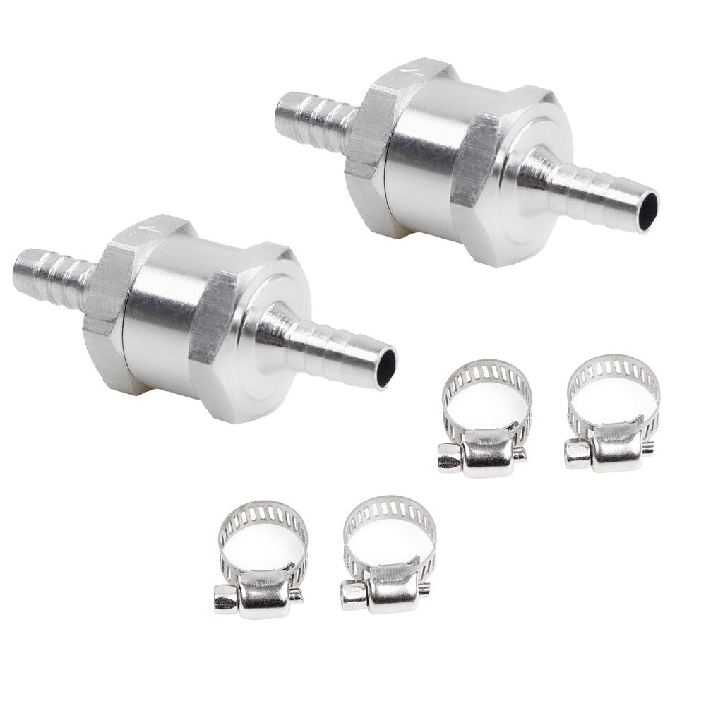 2Pcs 6mm Fuel Non Return One Way Check Valve Petrol Diesel 1/4+4Pcs Hose Clamps Q