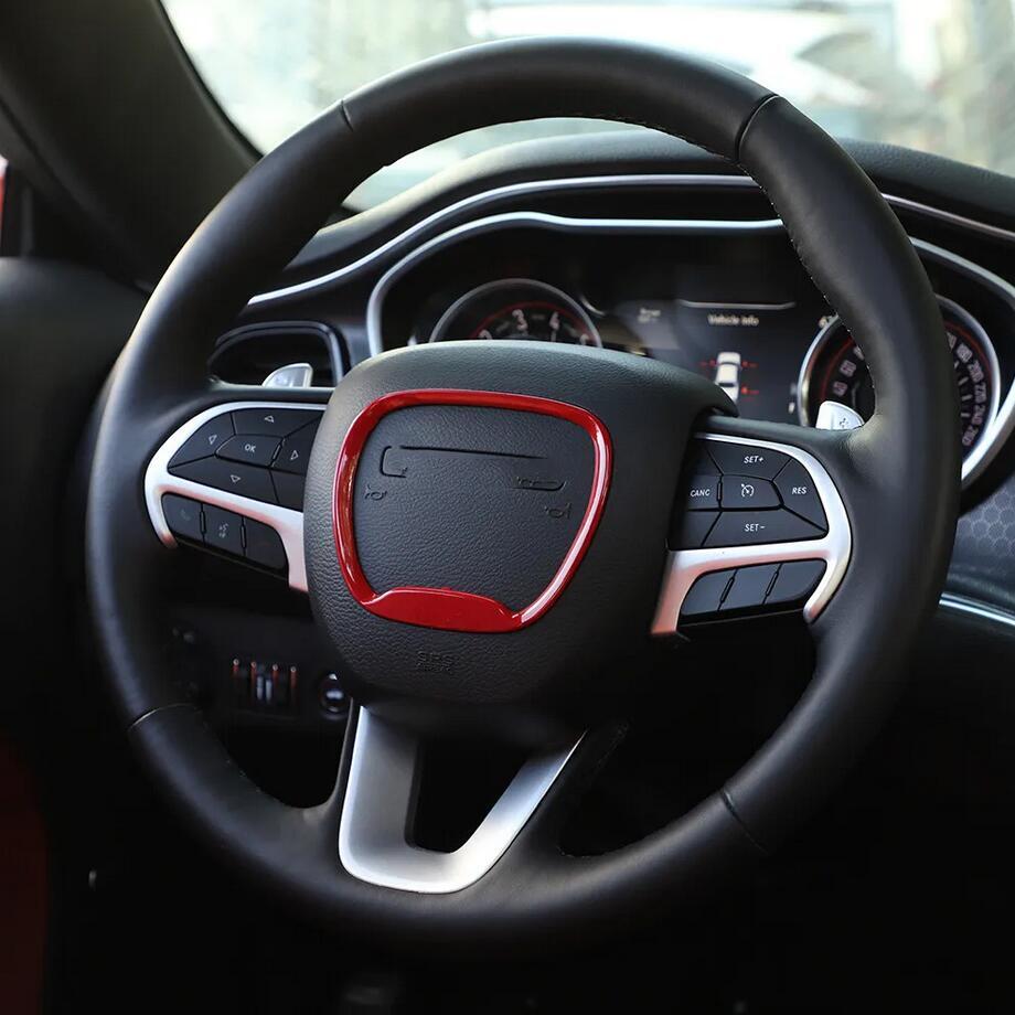 For 2014 - 2024 for Dodge Durango Red Interior Steering Wheel Center Ring Cover Trim
