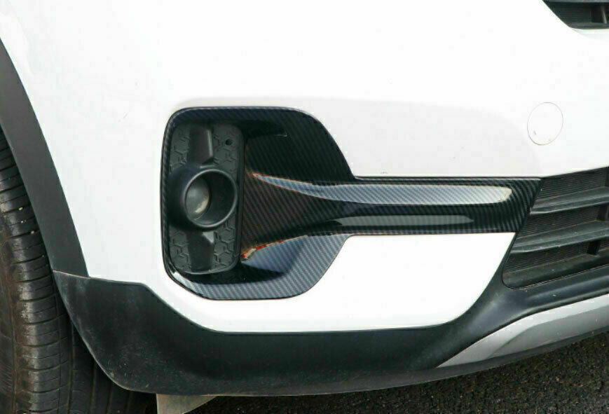 for Kia Seltos 2020-2023 Carbon Fiber pattern Front Fog Light Lamp Frame Trim 2x