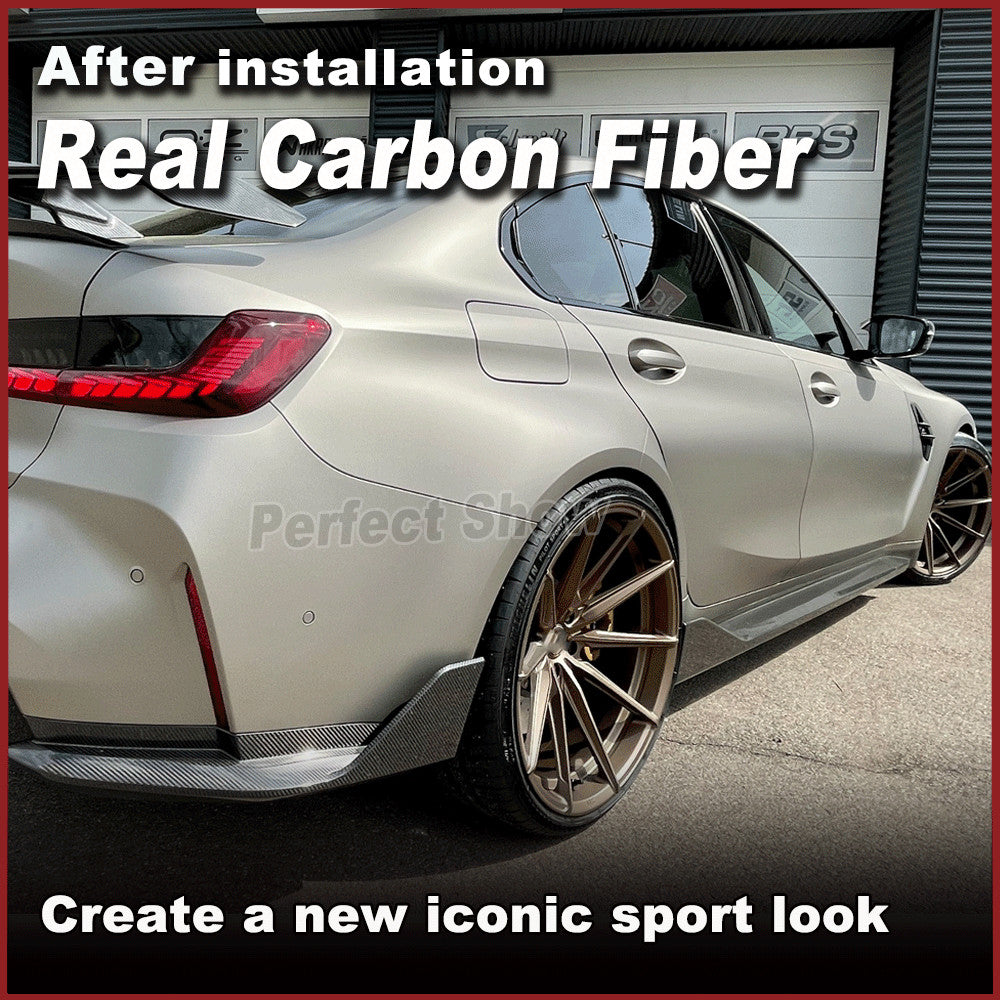 Fit for BMW G80 M3 2020-2023 Sedan Real Carbon Side Skirt Extension Lip Spoiler